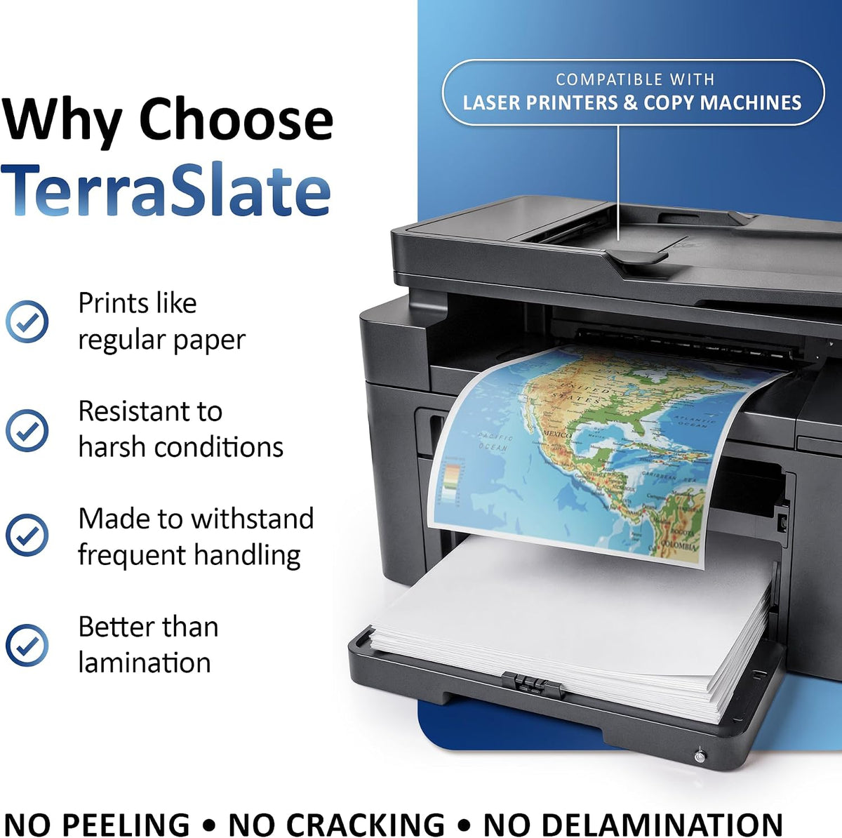 TerraSlate Waterproof Rip-Proof Paper, 5 Mil 8.5" x 14", Legal Size, White,100 Sheets I Rain/Weather/Rip-Proof Printing, Laser Printer and Laser Copier Compatible