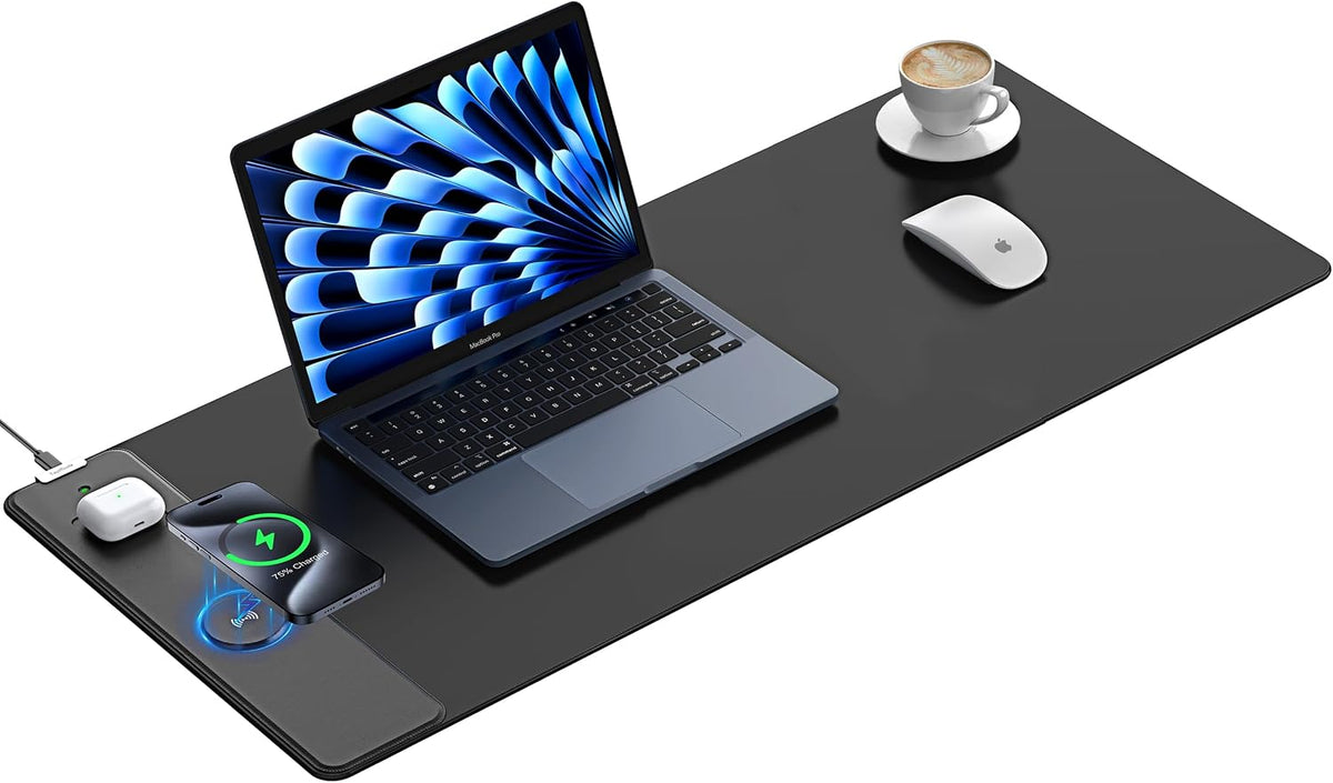 Mouse Pad with 15W Wireless Charging, 35.43"x15.75" XXXL Large Desk Mat