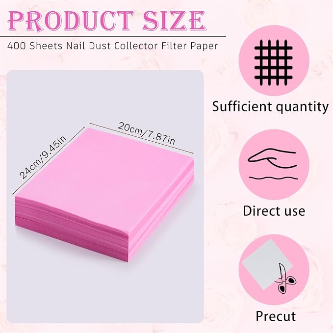 400 Sheets Nail Dust Collector Filter Paper Disposable Nail Dust Suction