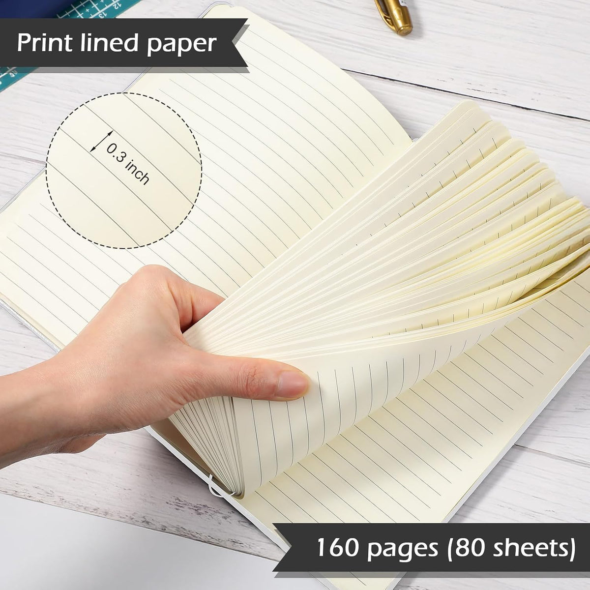 Honoson 40 Pack A5 Lined Journal Notebooks PU Leather, White