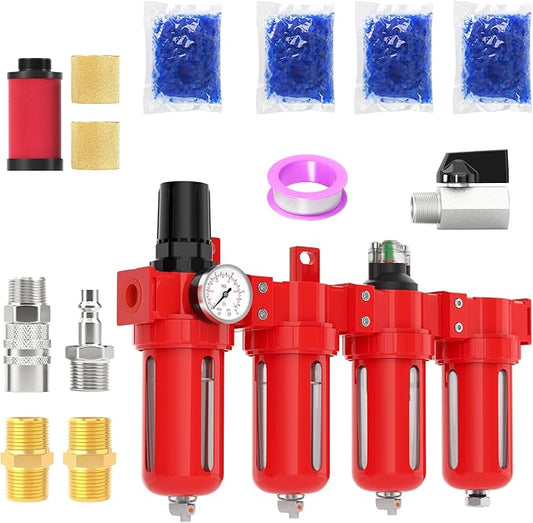1/2" NPT Industrial Grade 4 Stage Aluminum Air Drying System, Coalescing Filter