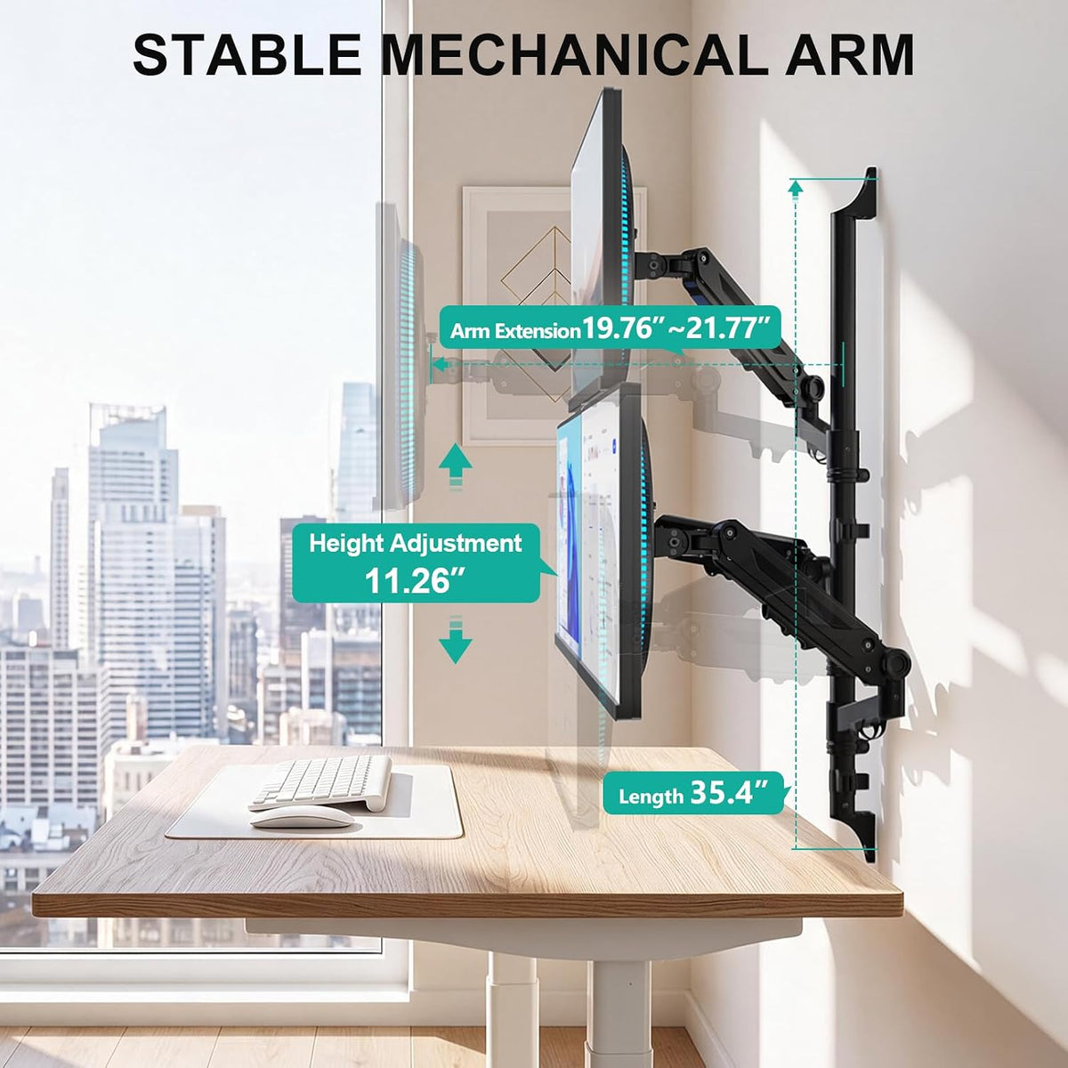 WALI Triple Monitor Wall Mount for 17-34 inch Screens, 22lbs per Arm, Black