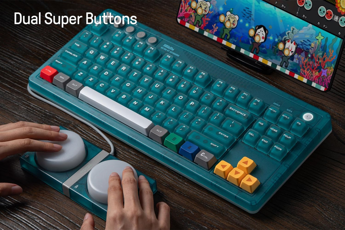 8Bitdo 87 Keys Retro Mechanical Keyboard for PC and Android - Clear Blue