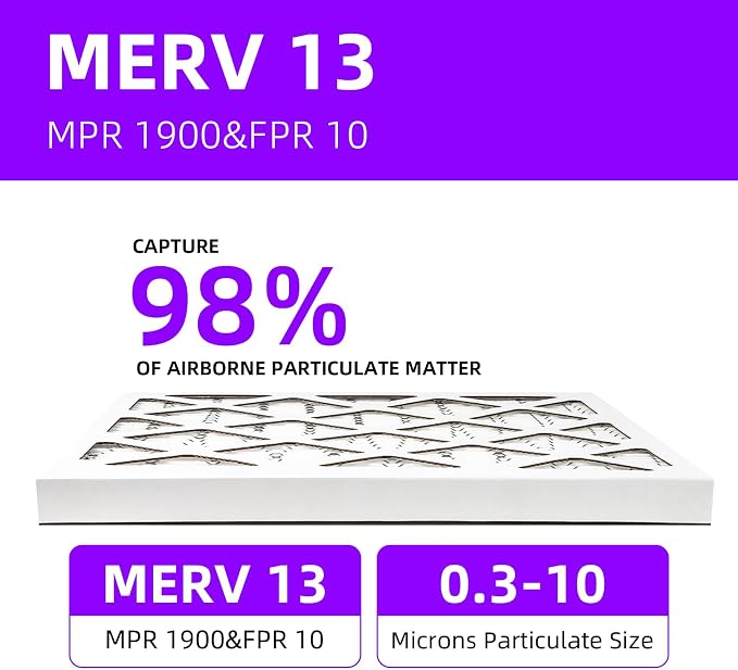 10x24x1 MERV 13 Pleated Air Filter MPR 1900 & FPR 10, Furnace Air Filters