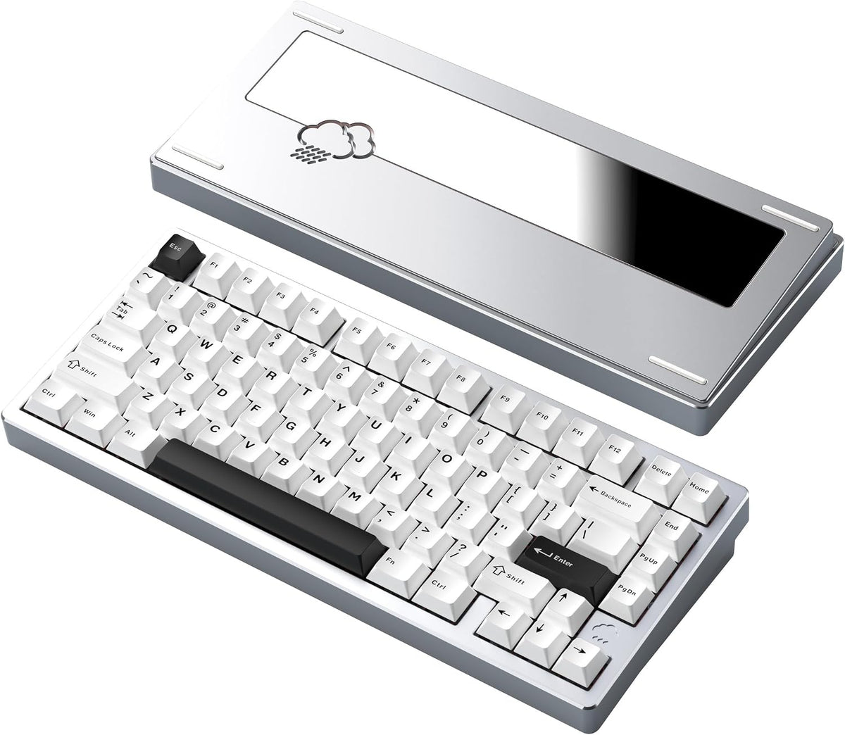 WOBKEY Rainy75 75% Tri-Mode Mechanical Keyboard, CNC Aluminum Custom Wireless Keyboard, Hot Swappable, VIA Programmable, Violet Switch, BT/2.4G/Wired for Mac/Win(Lite Silver)