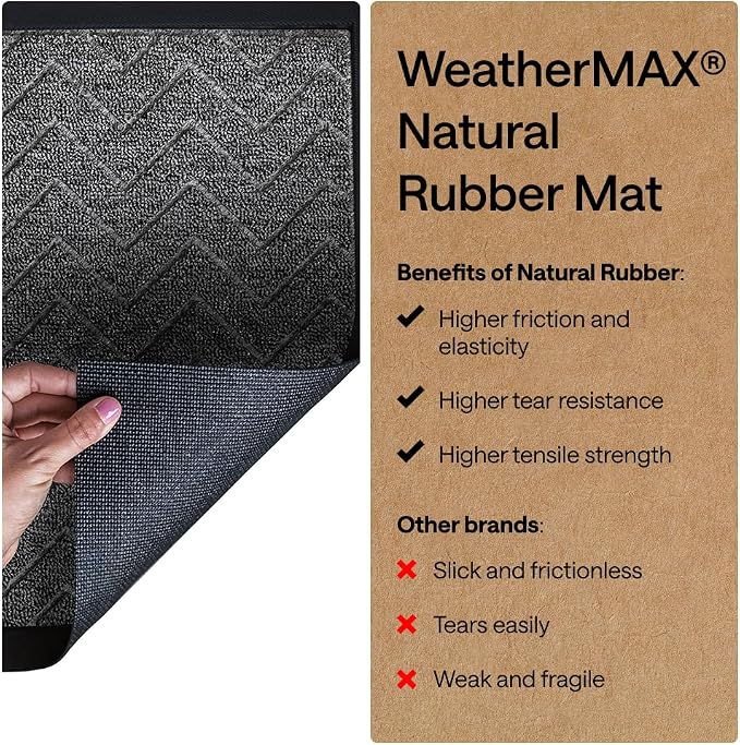 GORILLA GRIP 100% Waterproof All-Season WeatherMAX Doormat US Designed Natural
