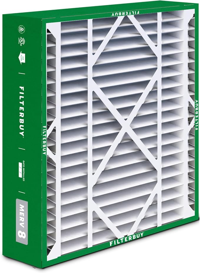 Filterbuy 24x25x5 Air Filter MERV 8 Essential Dust & Allergy Defense,