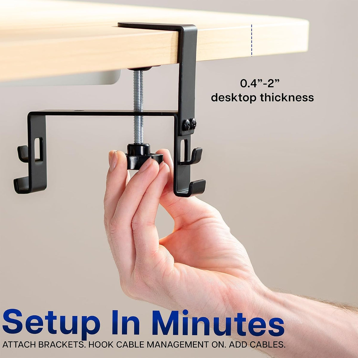 VIVO Black Clamp-on 47 in Fabric Cable Management Tray, DESK-AC47F-C