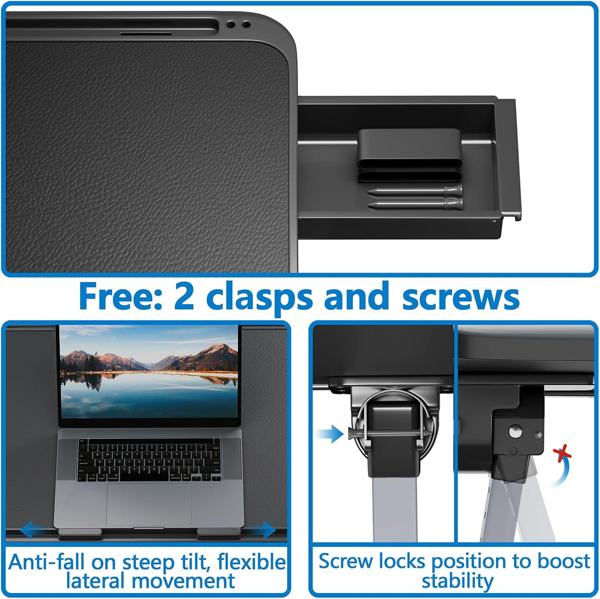 Potuopy Adjustable Laptop Lap Desk, X-Large Foldable Bed Table Tray