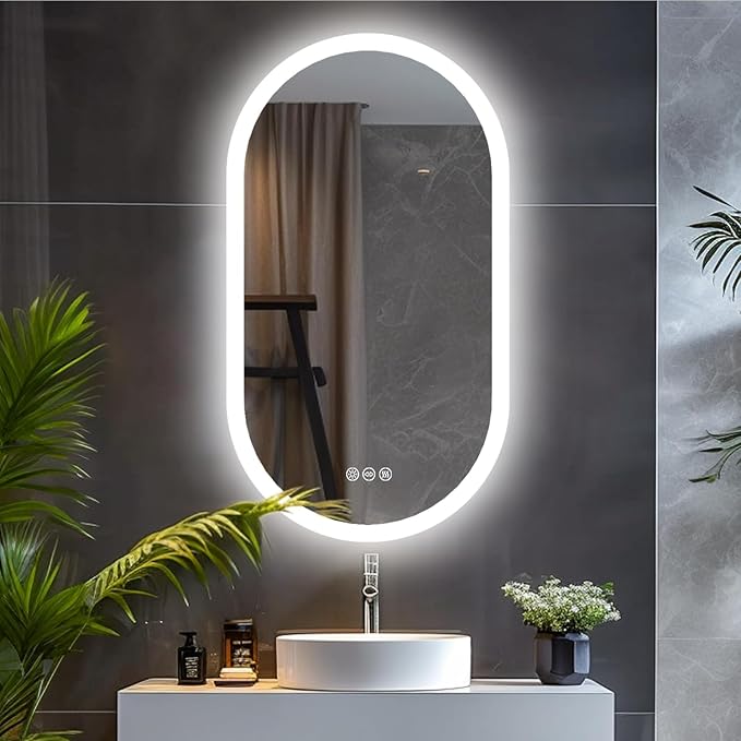 LUVODI Lighted LED Bathroom Mirror: 32x20IN Oval Wall Mounted Vanity Mirror
