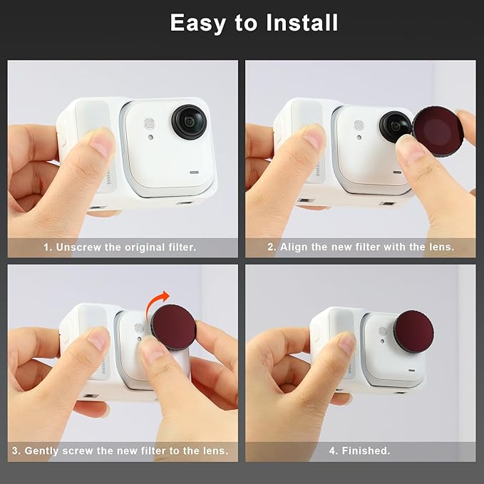 Haoge ND Filter Kit for Insta360 GO Ultra, ND8 ND16 ND32 ND64, 4 Pack Light
