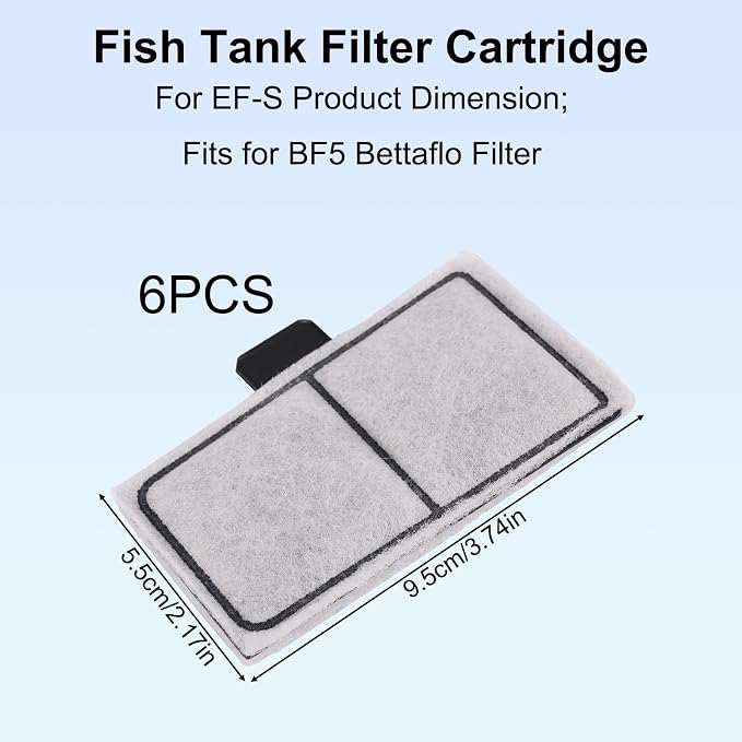 12pcs Filter Cartridges for Top Fin EF-S & BF5 BETTAFLO, 3.7x2.1in/9.5x5.5cm