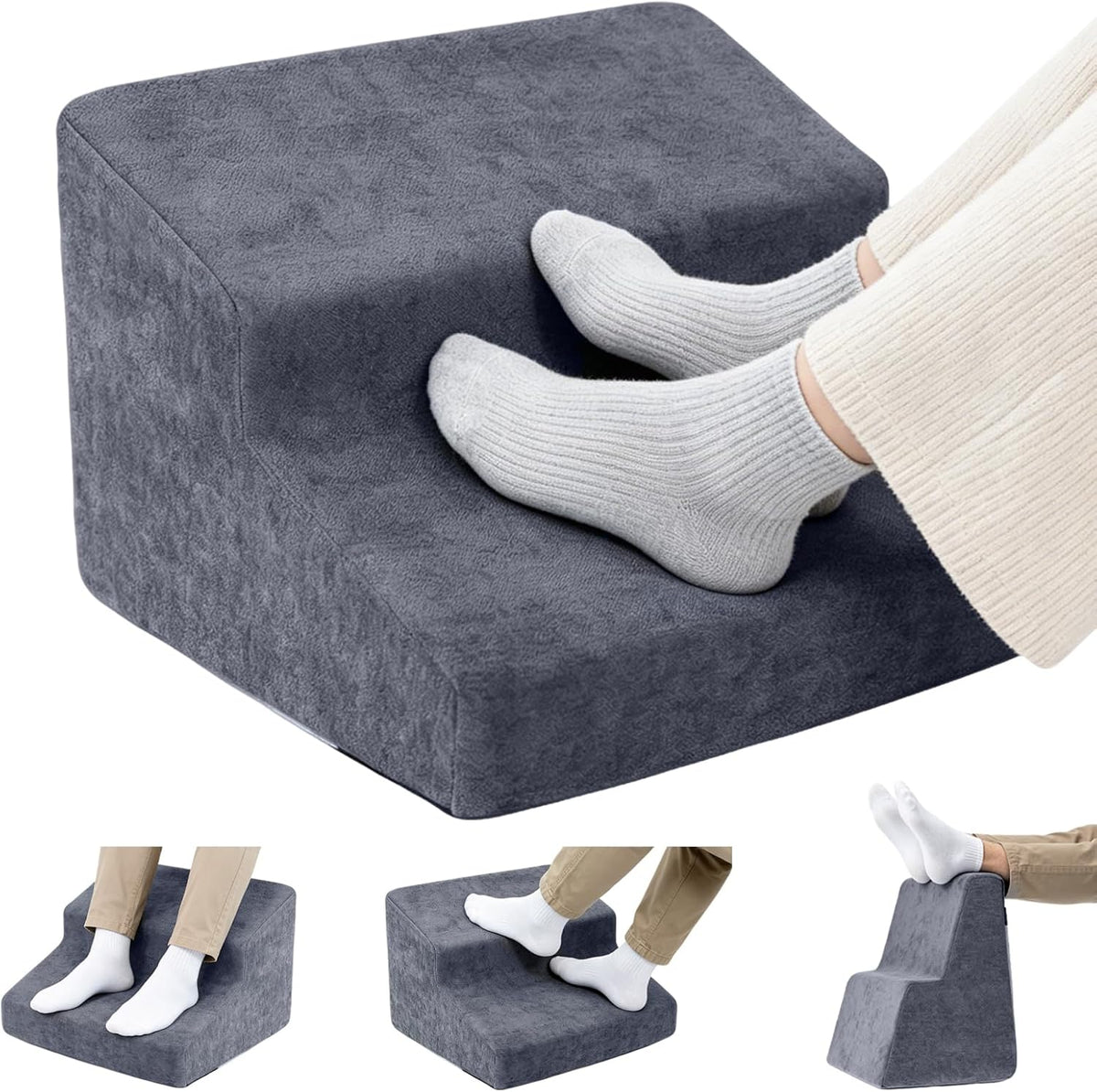 Foot Rest for Under Desk at Work,Ergonomic 2-Height Sponge Foot Stool for Office, Home, Sofa & Gaming Chair, Desk Accessories Footrest Cushion to Support Legs, Relax Ankles & Relieve Pain(B-Dark gray)