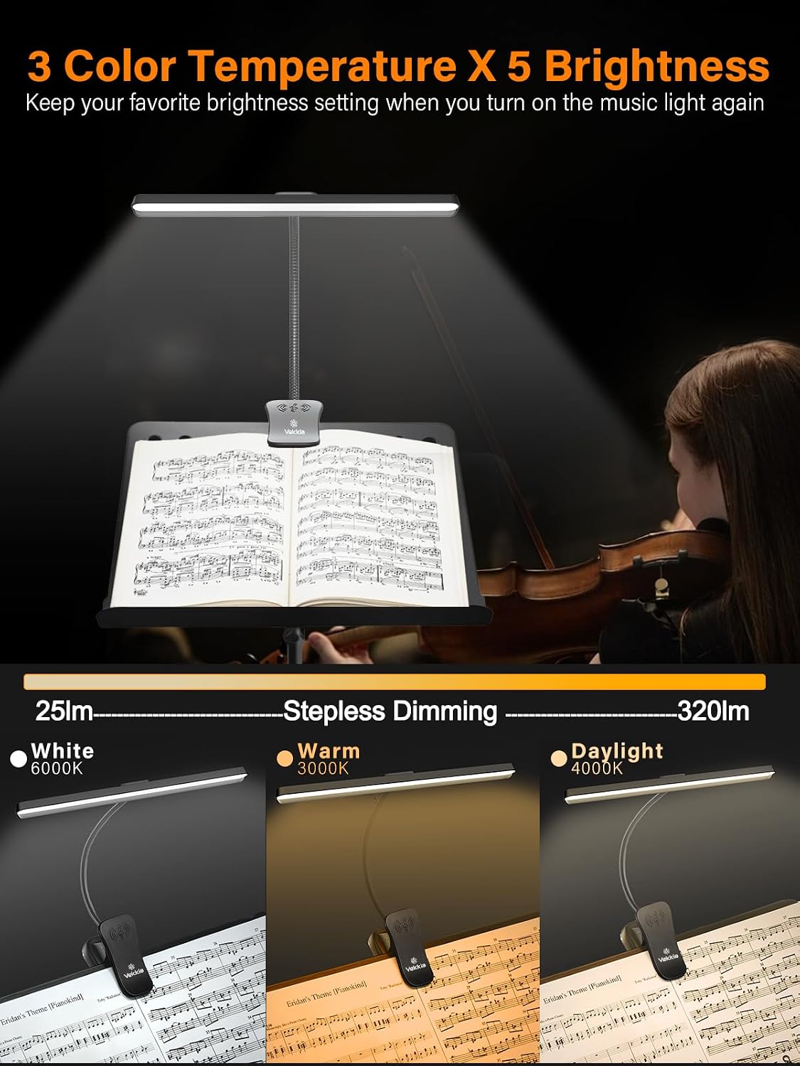 Vekkia Professional 116 LED Rechargeable Music Stand Light