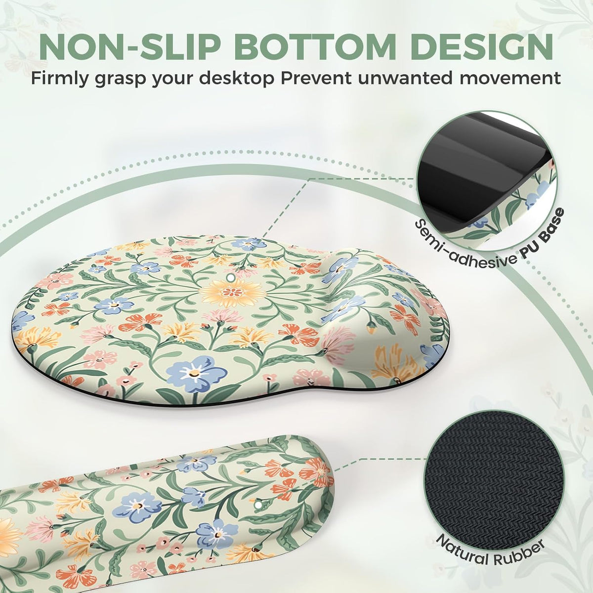 iCasso Green Desk Pad Mat, Large Mouse Pad and Keyboard Wrist Rest Set