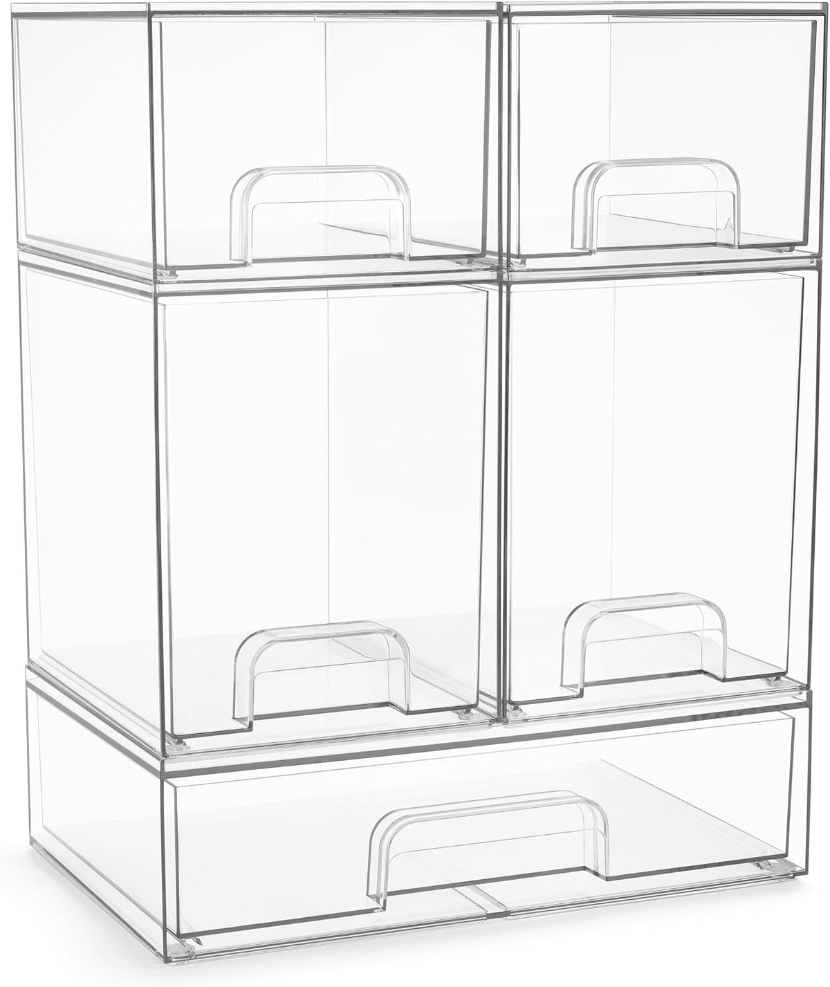 Sorbus Clear Stackable Storage Drawers (5 Pack, Complete Set)