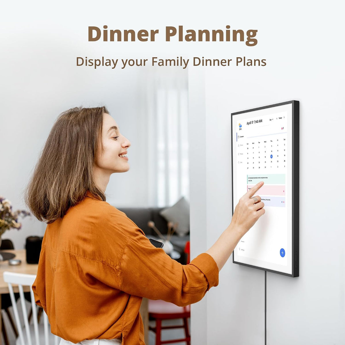 Dragon Touch 21.5" Digital Calendar Chore Chart – 1080P Full HD Interactive Touchscreen, Smart Family Planner, Hearth Display Digital Calendar Wall & Desk Mountable for Seamless Scheduling Black