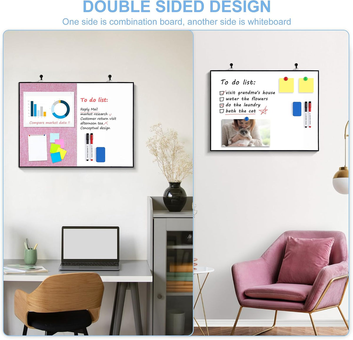 ARCOBIS Cork Board White Board Combo for Wall