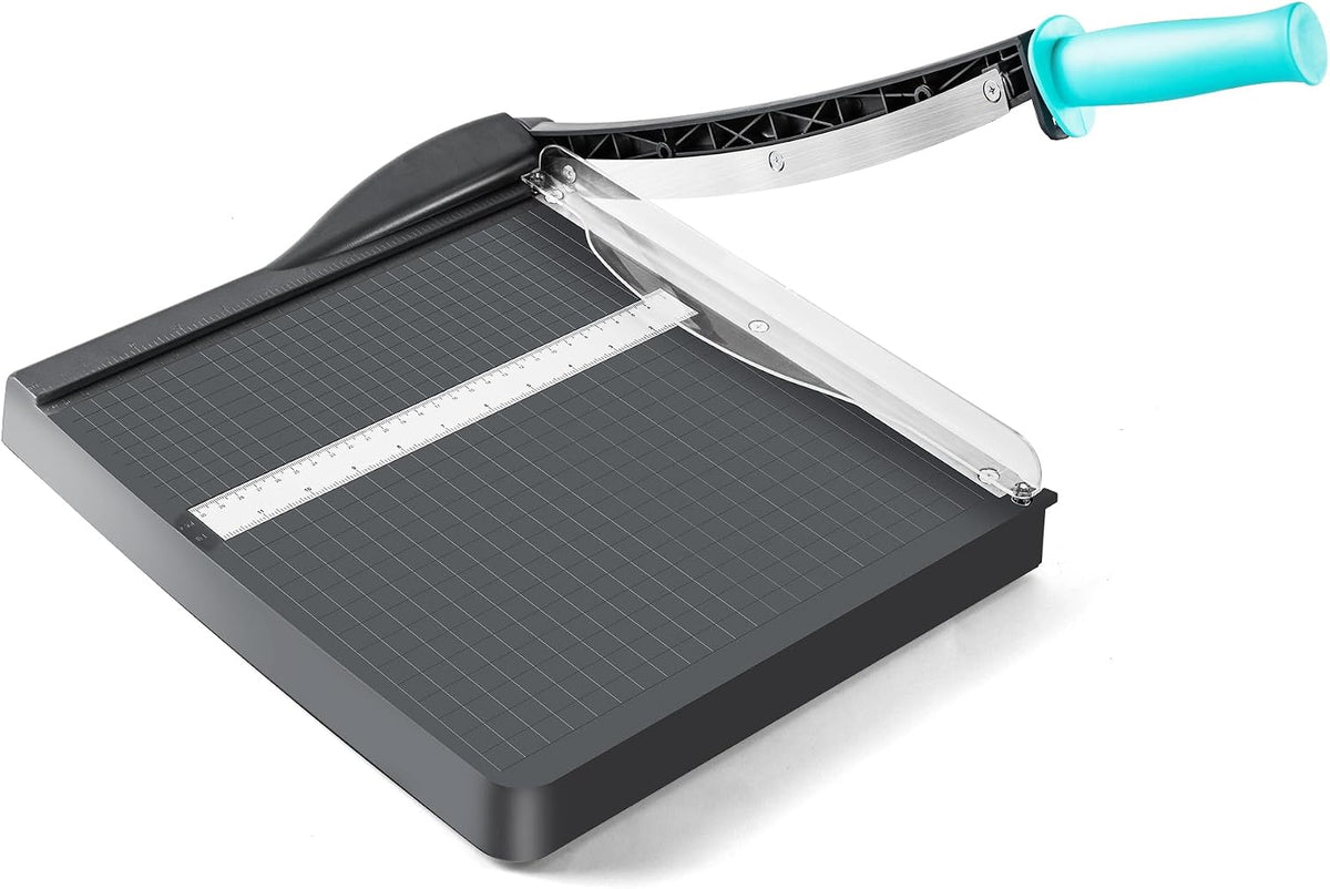 VUSIGN Paper Cutter 12" Cut Length Guillotine Papercutter, Heavy Duty Paper Trimmer with 18 Sheet Capacity Paper Slicer, Large Guillotina Paper Cutting Board for Classroom Crafting Cardstock