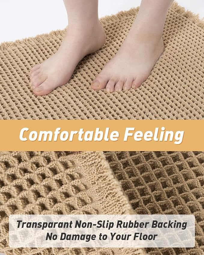 Upgraded Waffle Runner Rug, Super Absorbent Non Slip Bath Mats