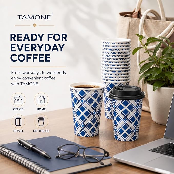 Tamone 100 PACK 12OZ Disposable Coffee Cups