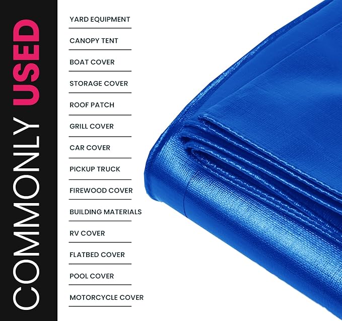 PROTARP Extreme Heavy Duty 22 Mil Tarp Cover, Waterproof, UV Resistant, Rip and Tear Proof, Poly Tarpaulin with Reinforced Edges for Roof, Camping, Patio, Pool, Boat. (Blue 40′ X 40′)