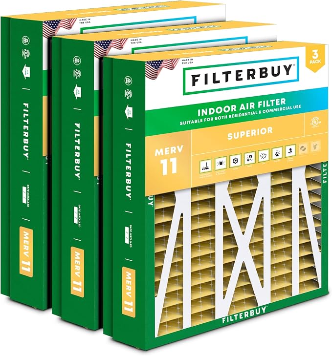 Filterbuy 21x27x5 Air Filter MERV 11 Superior Pet & Allergy Defense, Pleated