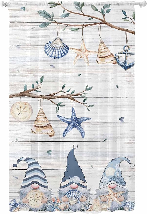 Sheer Curtains 96 Inches Long, Coastal Eucalyptus Semi Sheer Curtains Light