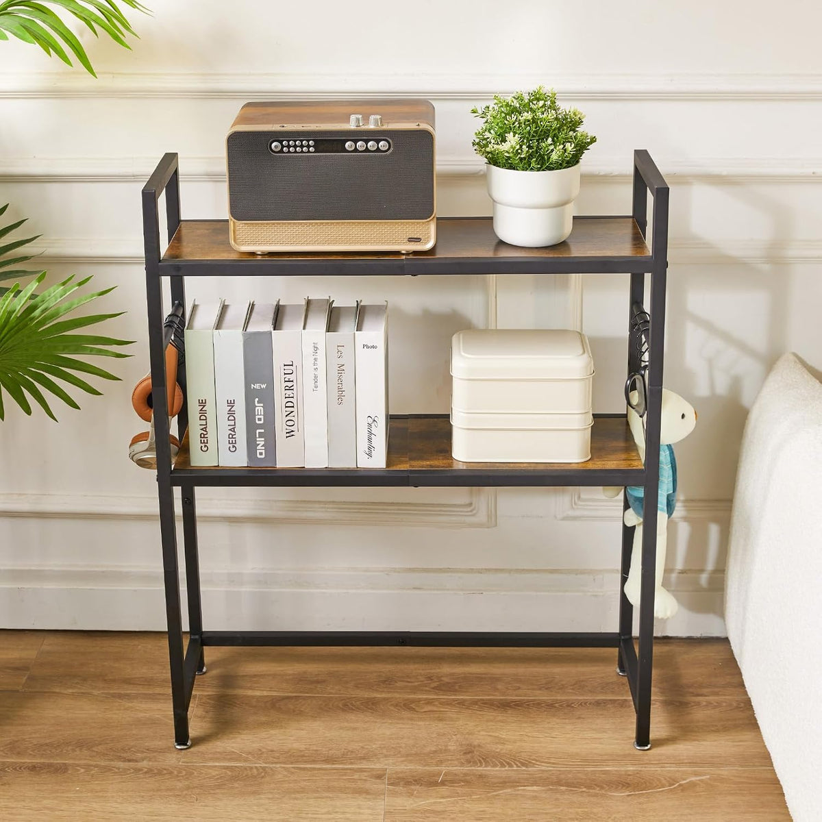 IBUYKE Office Desktop Shelf Organizer Computer Storage Rack Adjustable Desk Bookshelf Display Shelf for Office Home Dormitory,Brown UTMZ004H