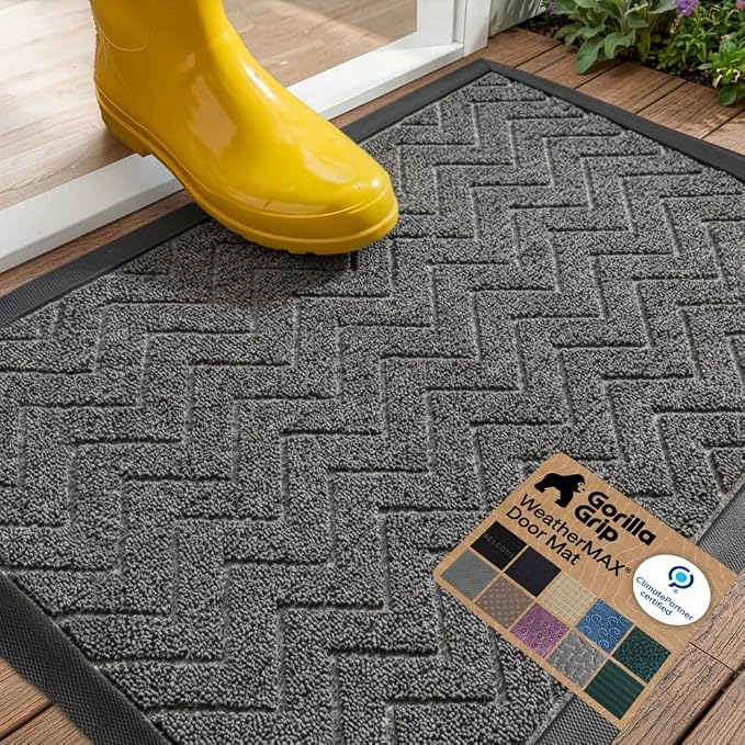 GORILLA GRIP 100% Waterproof All-Season WeatherMAX Doormat US Designed Natural