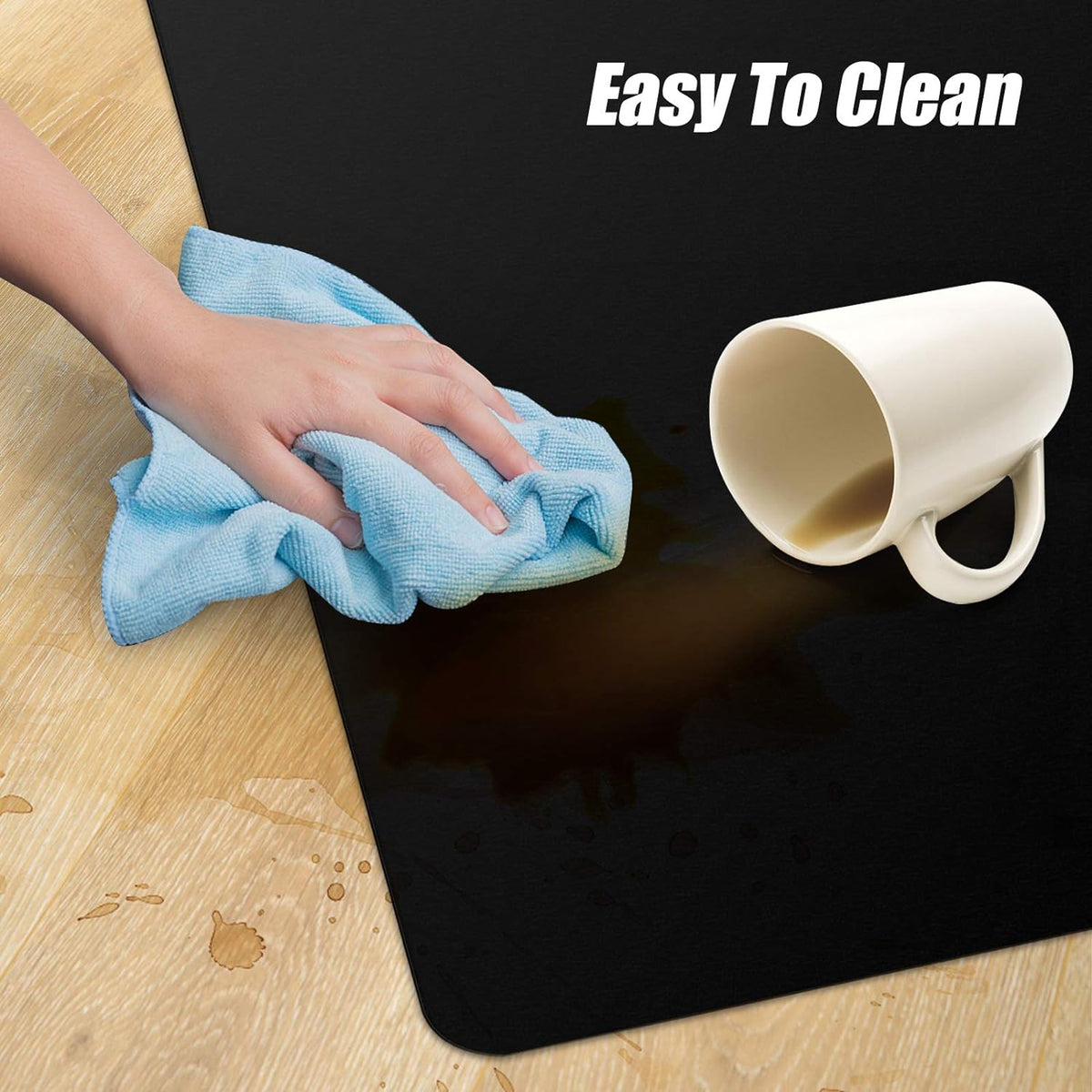 Kuyal Black Chair mat for Hardwood Floor, 36 x 48 inches Rectangle