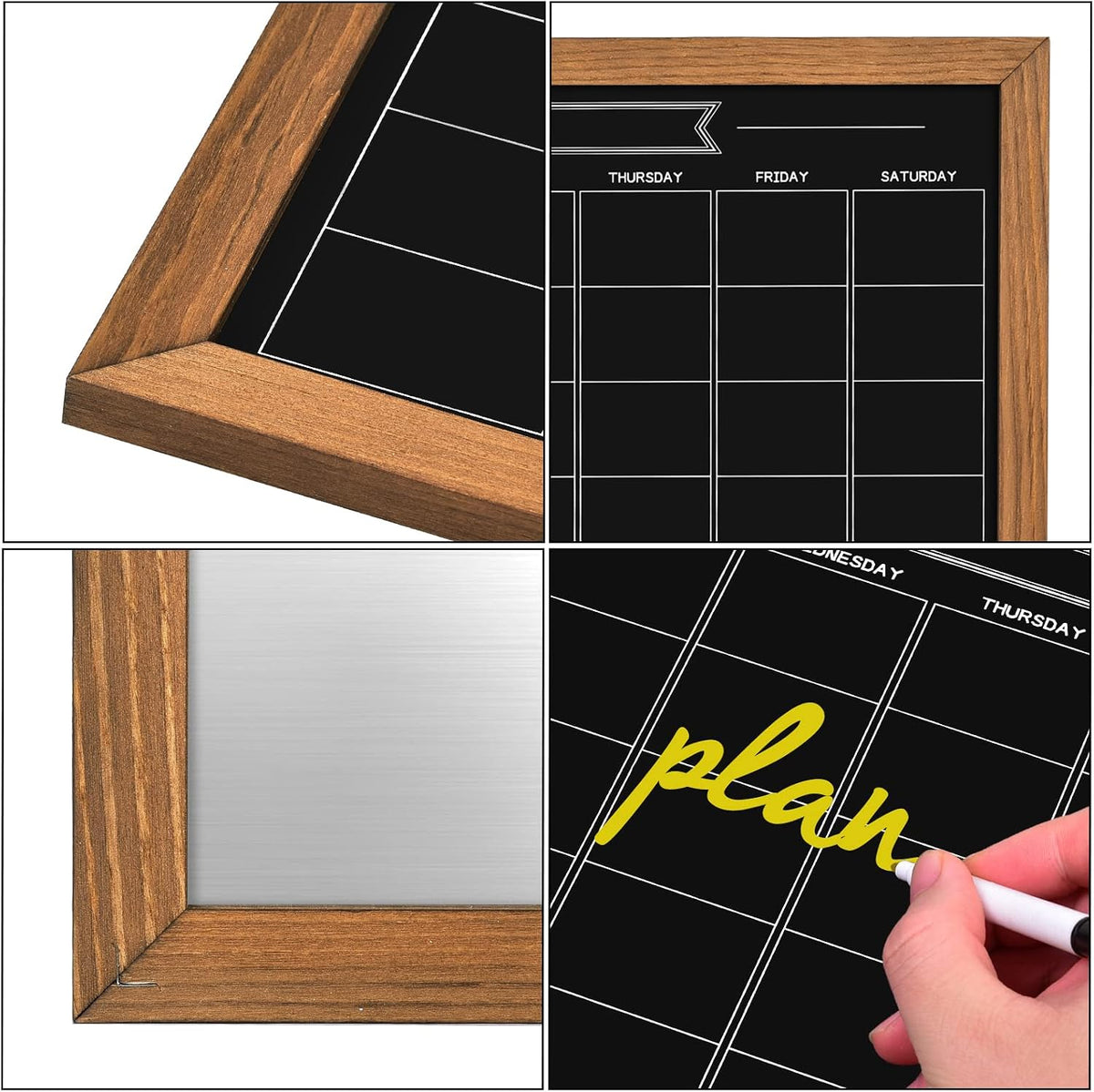 Magnetic Chalkboard Calendar, Rustic Brown Frame, 32" x 24"