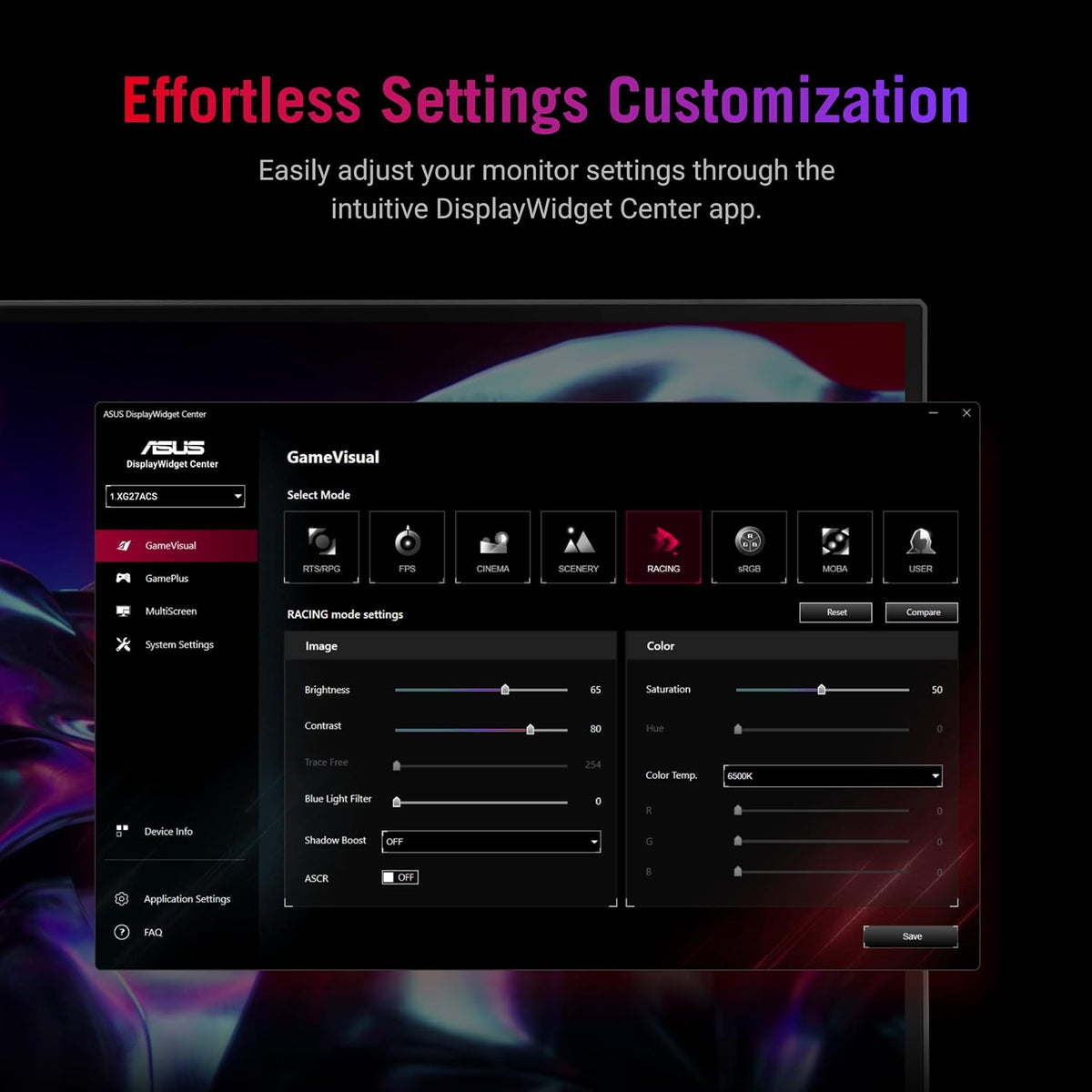 ASUS ROG XG27ACS 27 Inch 1440p 180Hz USB-C G-SYNC HDR Gaming Monitor
