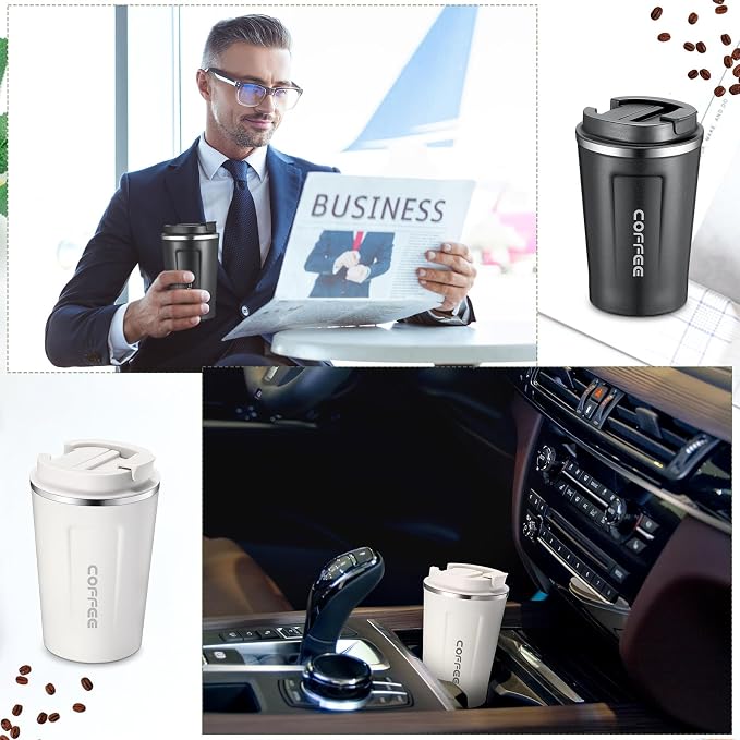 Sieral 4 Pcs 13 oz Travel Coffee Mug Insulated Reusable Coffee Cups