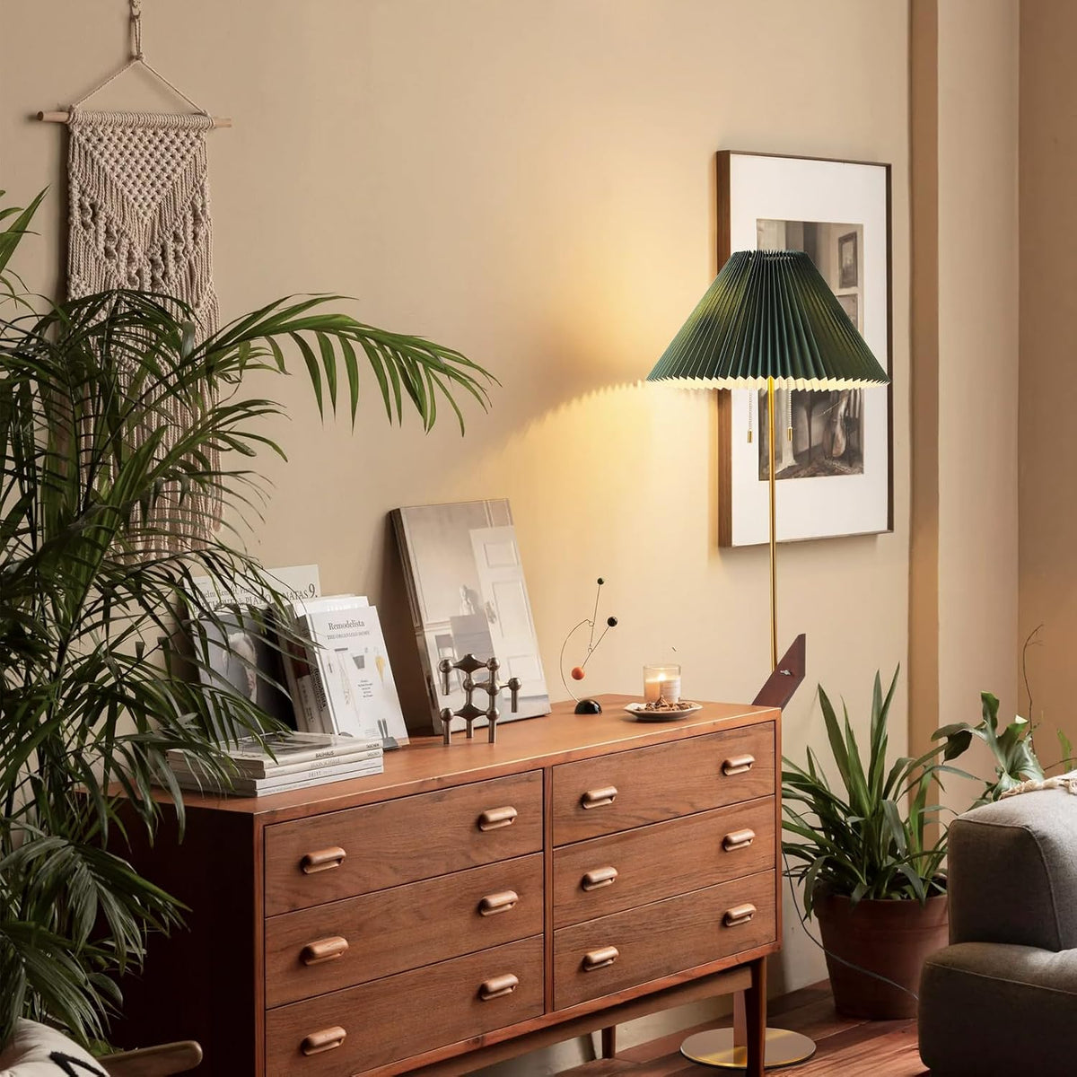 Floor Lamps for Living Room,Gold Mid Century Modern Wood Standing Lamp