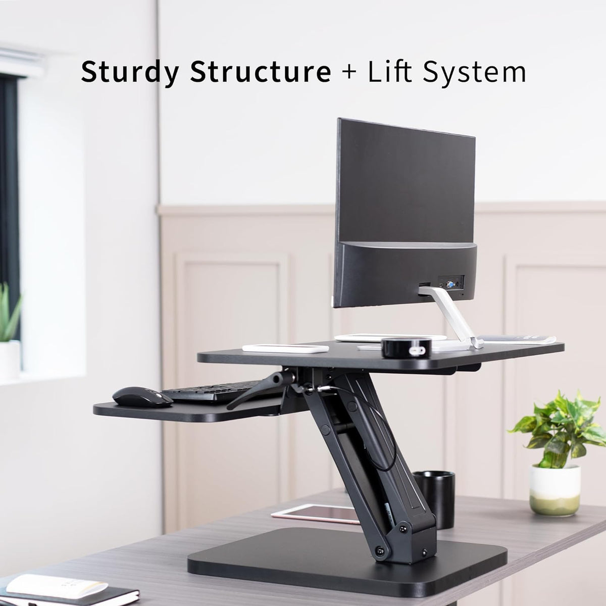 VIVO 25 in Standing Desk Converter, Keyboard & Mouse Tray
