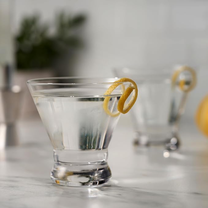 True Stemless Martini Glasses, 8 oz Modern Cocktail Glasses