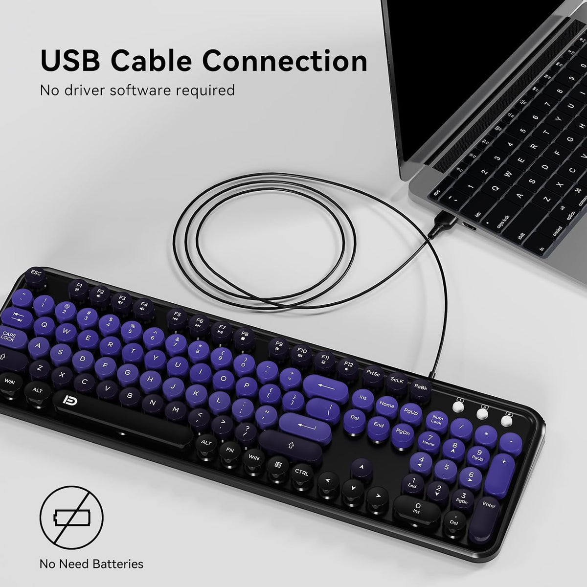Wired Keyboard and Mouse Combo for Windows, Plug and Play USB Computer Keyboard Optical Wired Mouse, Full-Size Compatible with PC, Laptop - BlackPurple