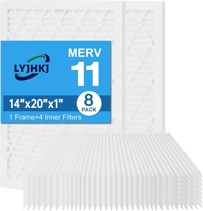 14x20x1 MERV 11 Air Filter, Quality AC/HVAC Furnace Filter，2 Reusable ABS Frame