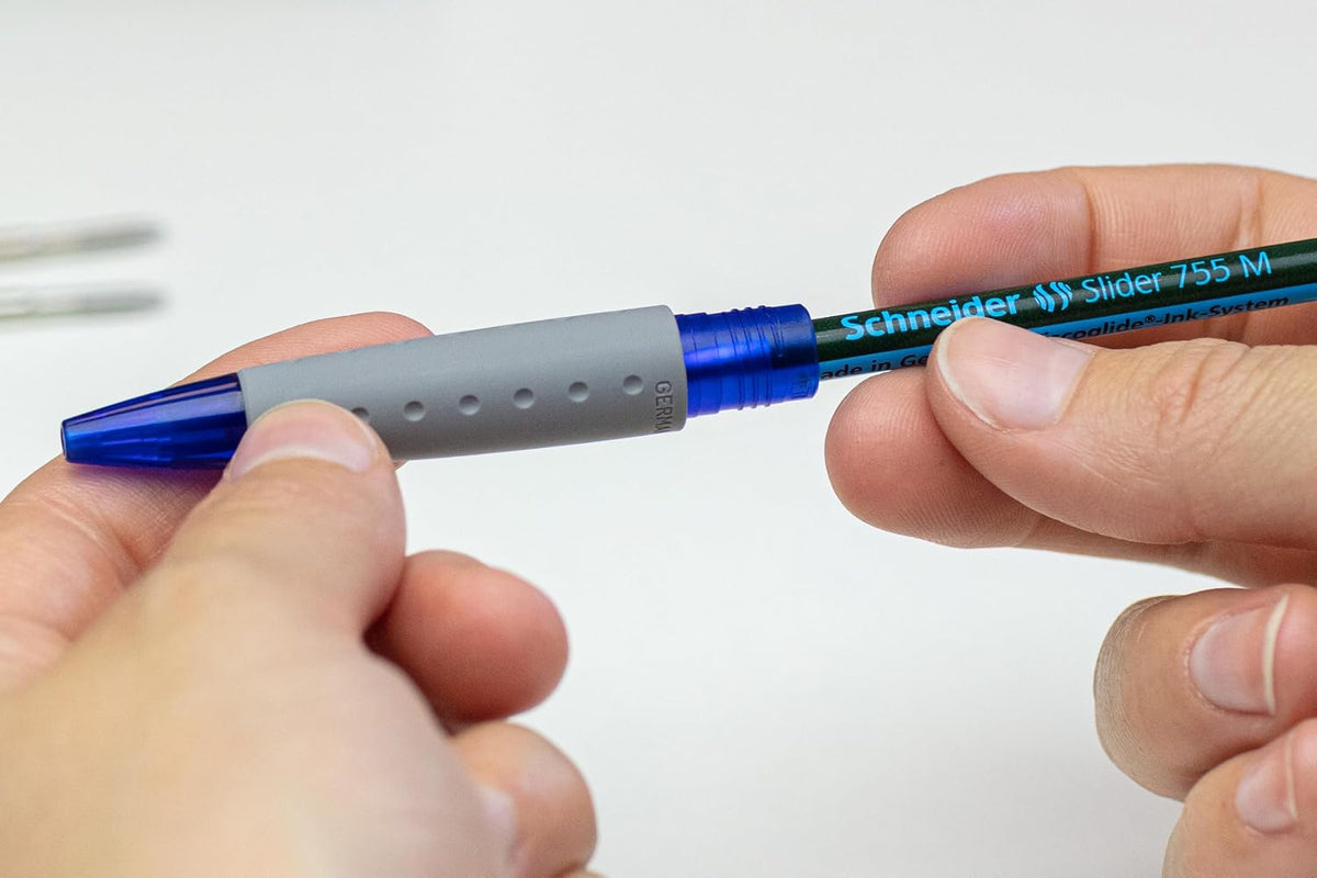 Schneider Slider 755 XB (Extra Broad) Ballpoint Pen Refill, 1.4 mm, ISO Format G2, Blue Ink, Box of 10 Refills (175503)