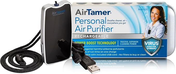 AirTamer A310 Rechargeable Personal Air Purifier, Proven Performance, Virus and