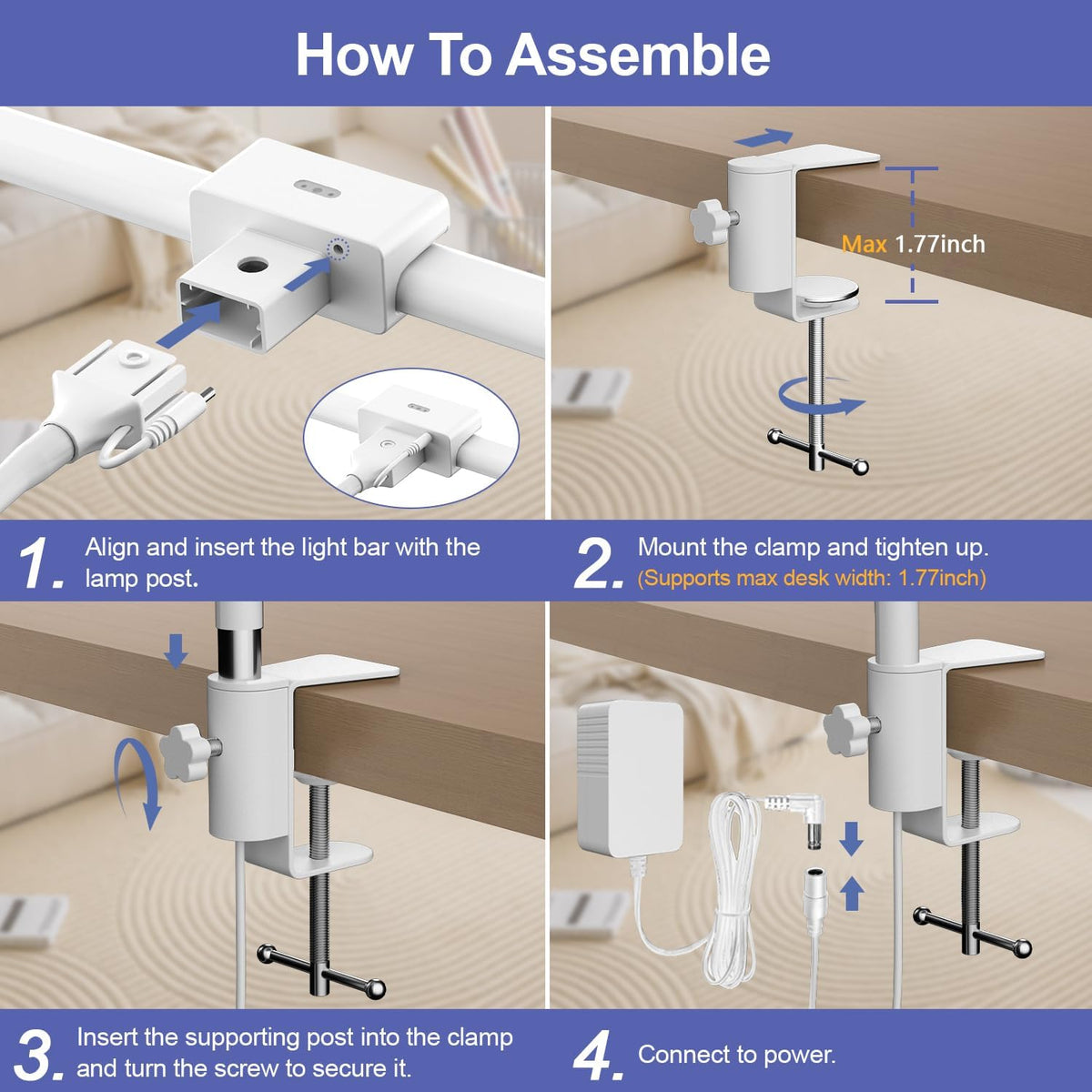 EppieBasic LED Desk Lamp, 24W Double Head Desk Light,Architect Clamp Task Table Lamp, Office Desk Lamps Super Bright Extra Wide Area Drafting Work Light for Workbench, Reading, Monitor