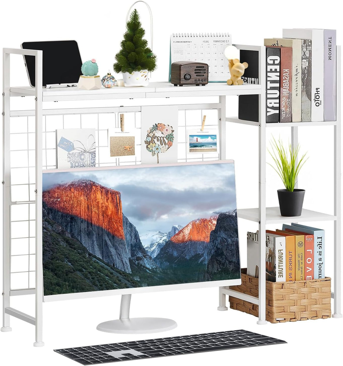Desk Hutch Shelf White Desktop Bookshelf Dorm