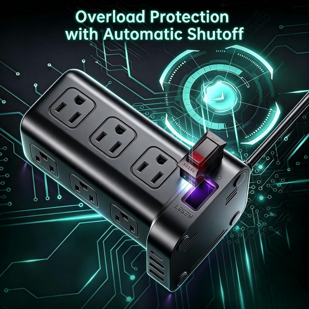 Power Strip 6.5 FT Cord, Power Strip Tower with 4 USB Ports (2USB C), Extension Cord with 12 AC Multiple Outlets, Home Office Supplies Desk Accessories, Dorm Room Essentials
