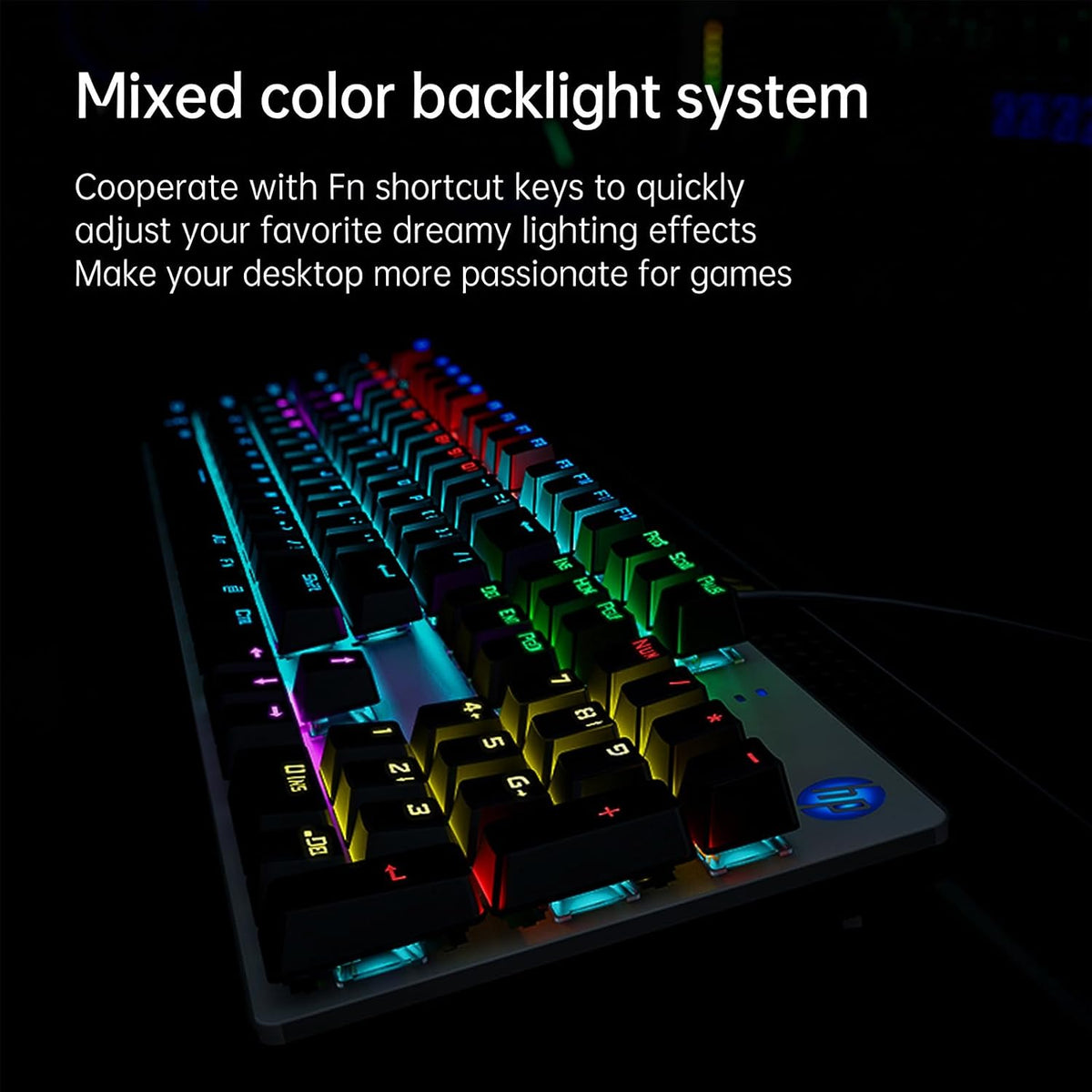 HP GK400F Gaming Keyboard, Mechanical Brown Switch, Full Size 104 Keys Wired Keyboard, Anti-Ghosting, 20 LED Backlight Modes, Ergonomic USB Keyboard for Windows, ABS Double Shot Keycaps, Black