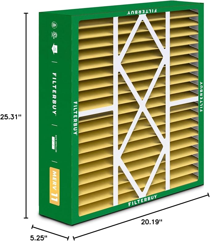 Filterbuy 20x25x5 Air Filter MERV 11 Superior Pet & Allergy Defense, Pleated