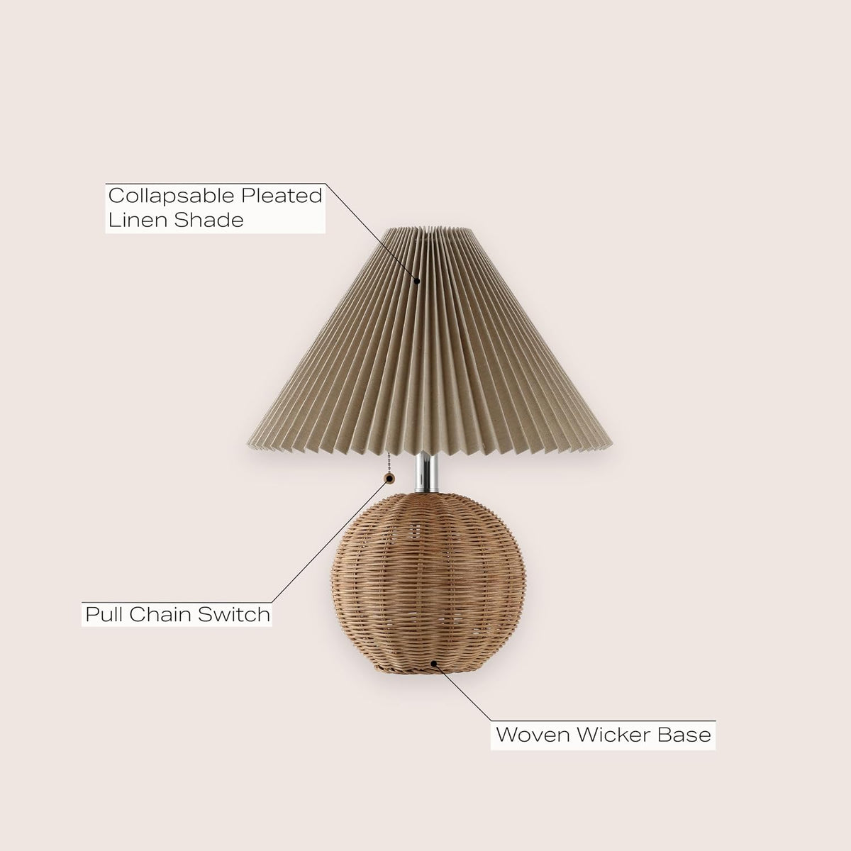 JONATHAN Y Aksel Sphere Table Lamp Coastal 17.25", Natural/Chrome