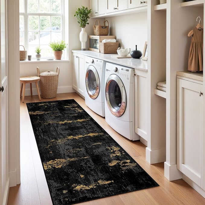 RELEANY Washable Area Rugs 2'x6' Non-Slip Modern Abstract Soft