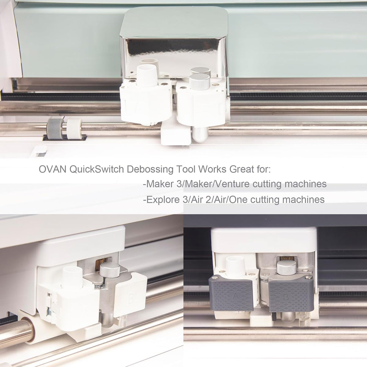 Engraving Tip + Scoring Tip + Fine Debossing Tip + QuickSwitch Housing for Cricut Maker 3/Maker/Venture/Explore 3/Air 2/Air, OVAN 3-in-1 Tool Set for Cricut Engrave/Score/Deboss Designs on Materials