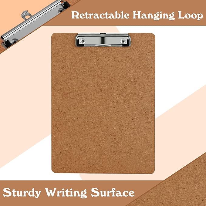 Clipboards, PANDRI 12 Pack Hardboard Office Clipboards, Low Profile Clip, Standard A4 Letter Size, Classroom Supplies, ECO Friendly
